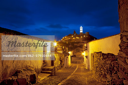 View to old town at sunset, Monsaraz, Alentejo, Portugal