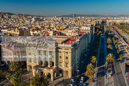 Top view over Barri Gotic neighborhood, Barcelona, Catalonia, Spain