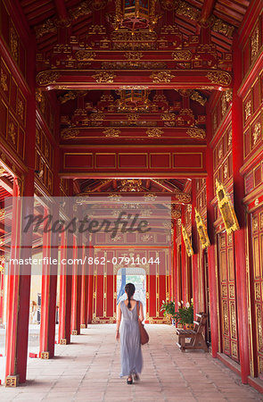 Woman at Imperial Palace in Citadel (UNESCO World Heritage Site), Hue, Thua Thien-Hue, Vietnam (MR)