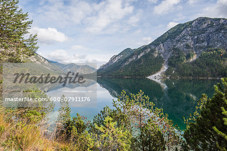 Landscape of a clear lake in autumn, Plansee, Tirol, Austria