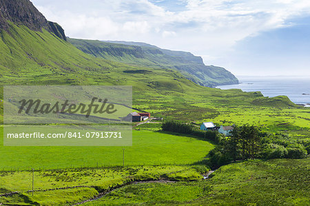 Traditional Scottish farm and farmhouse by sea loch on Isle of Mull in the Inner Hebrides and Western Isles, Scotland, United Kingdom, Europe