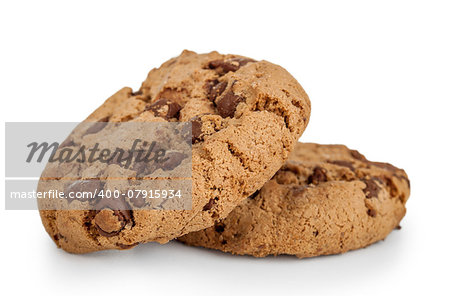 delicious chocolate chip cookies isolated white