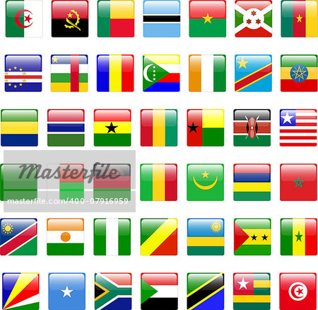 buttons of african flags - vector