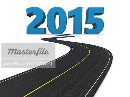 3d illustration of road and new year sign 2015