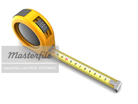 3d illustration of roulette tape meter, over white background