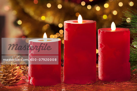 electric christmas candles in atmospheric light