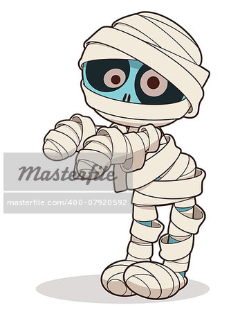 Cartoon stand mummy. Vector clip art illustration with simple gradients. All in a single layer