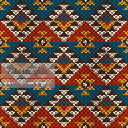 Vector illustration of seamless tribal knitted wool aztec design pattern. EPS available