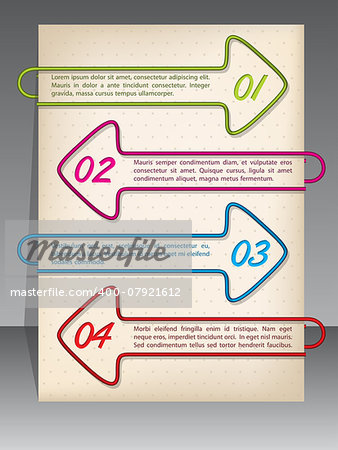 Arrow shaped binding clip infographic design with options