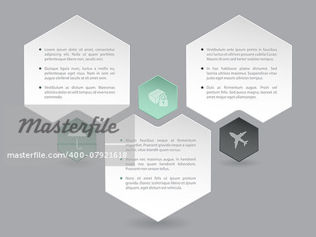 Abstract hexagon infographic design with icons and description