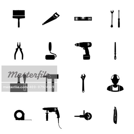 Building silhouettes icons set vector graphic illustration