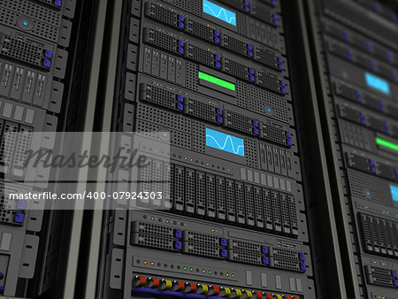 3d illustration of server rack stnad closeup background