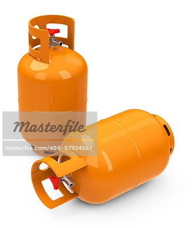 3d generated picture of two orange gas bottles