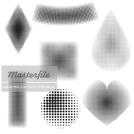 illustration  with halftone objects on white background