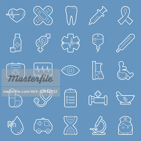 Medical lines icons set graphic illustration design