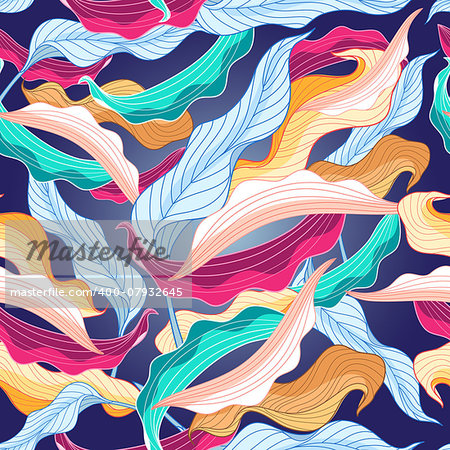 seamless abstract graphic pattern with colorful leaves