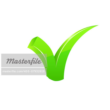 Vector green check mark illustration on white background.