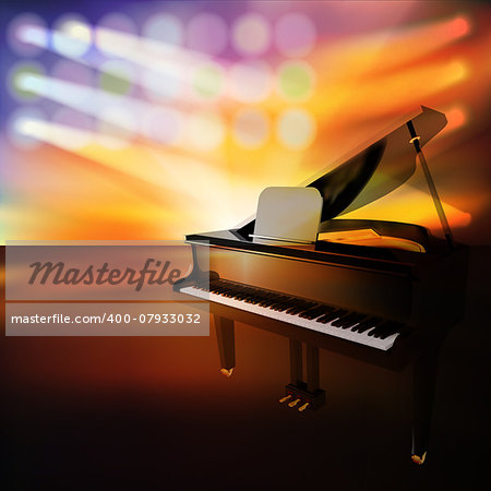 abstract jazz background with grand piano on music stage