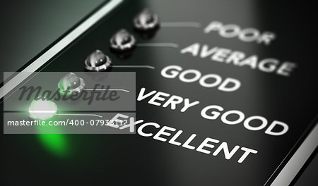 Excellent Quality concept, Illustration of excellence over black background with green light and blur effect.