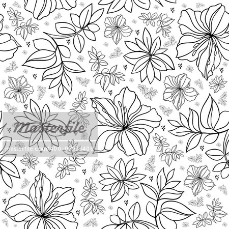 Illustration of seamless  floral pattern in black and white colors