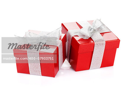 Two red gift boxes. Isolated on white background