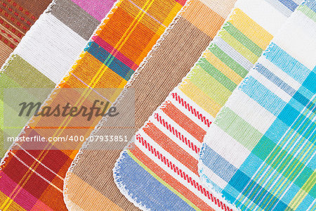 Colorful kitchen towels closeup texture