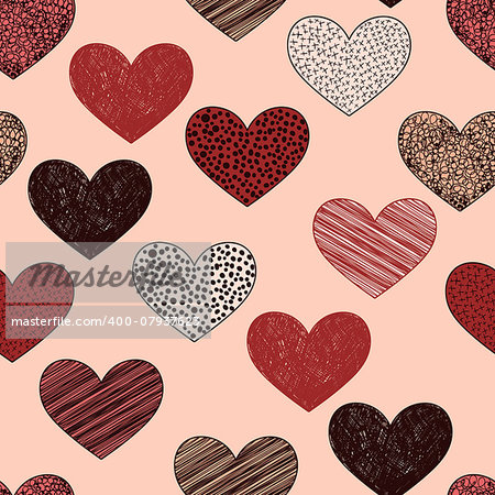 Vector seamless Pattern with hearts, fully editable eps 10 file with clipping mask and seamless pattern in swatch menu