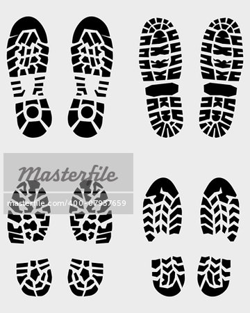 Various prints of shoes, vector