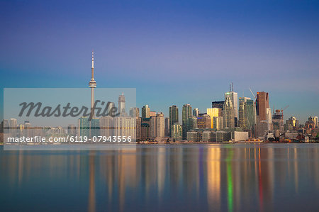 View of CN Tower and city skyline, Toronto, Ontario, Canada, North America