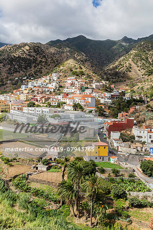 A view of Vallehermoso on the island of La Gomera, the second smallest island in the Canary Islands, Spain, Atlantic, Europe