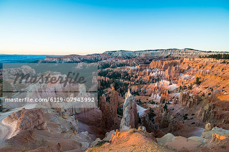 The colourful sandstone formations of the Bryce Canyon National Park in the late afternoon, Utah, United States of America, North America