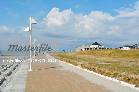 Walkway on Waterfront in the Summer, Norderney, East Frisia Island, North Sea, Lower Saxony, Germany