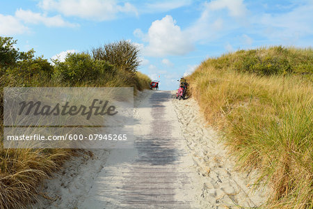 Path to Beach with Bicycles, Summer, Norderney, East Frisia Island, North Sea, Lower Saxony, Germany