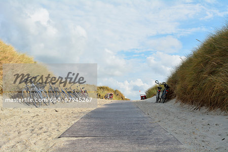 Path to Beach with Bicycles, Summer, Norderney, East Frisia Island, North Sea, Lower Saxony, Germany