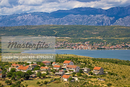 Posedarje bay and Velebit mountain view, Dalmatia, Croatia