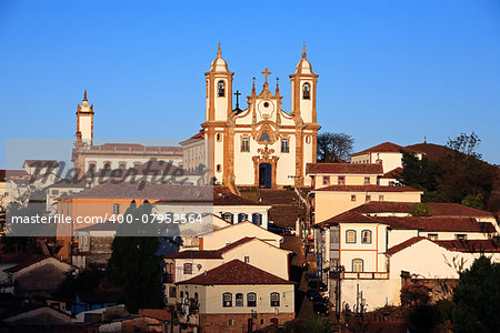 view of the Igreja de Nossa Senhora do Carmo of the UNESCO world heritage city of Ouro Preto in Minas Gerais Brazil