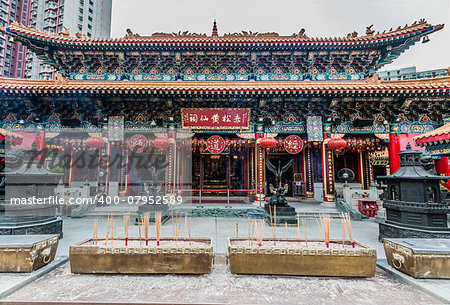 incense offerings at Sik Sik Yuen Wong Tai Sin Temple Kowloon in Hong Kong