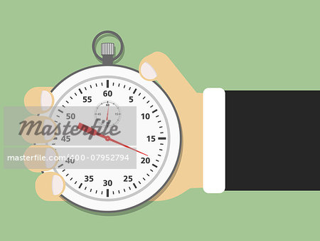 Hand holding stopwatch, flat design, vector eps10 illustration
