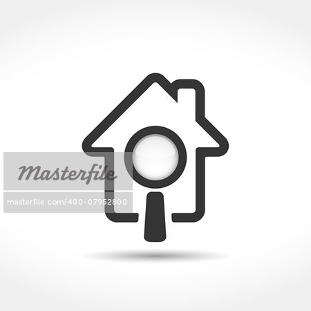 Search house emblem design, vector eps10 illustration