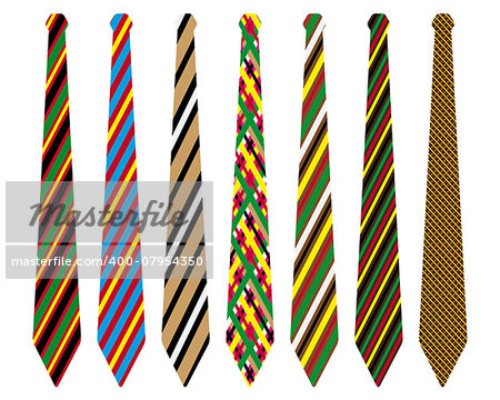 striped neckties to suit on a white background