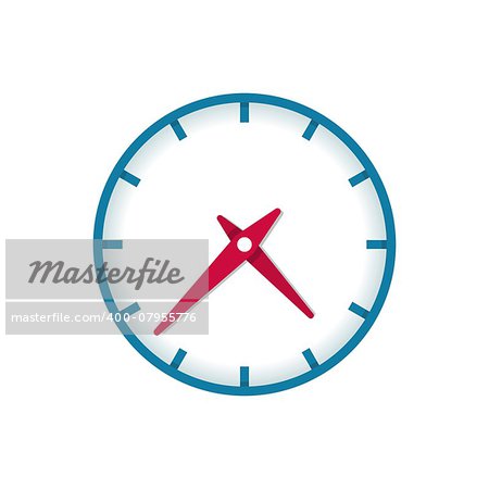 Colorful vector clock icon isolated on white background