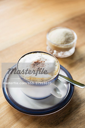A cappuccino dusted with cocoa powder A cappuccino dusted with cocoa powder