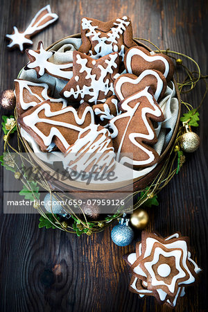 Various Christmas gingerbread biscuits