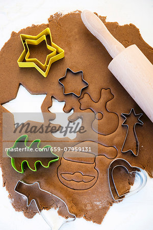 Gingerbread dough with cutters