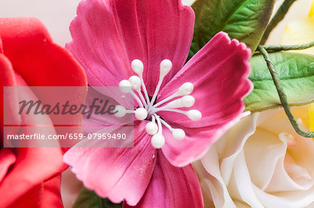 A colourful sugar flower wreath