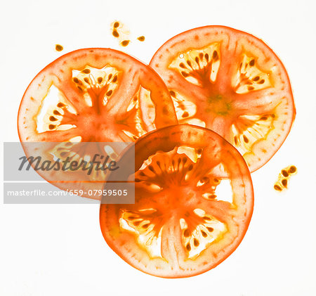 Back lit tomato slices