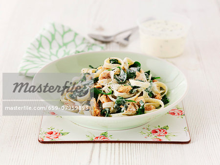 Salmon and spinach tagliatelle Salmon and spinach tagliatelle