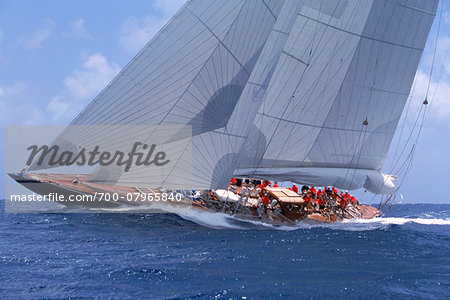 Endeavour Sails to Windward off Coast of Antigua during 2001 Antigua Classic Yacht Regatta Endeavour Sails to Windward off Coast of Antigua during 2001 Antigua Classic Yacht Regatta