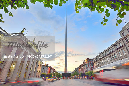 famous landmark in Dublin, Ireland center symbol - spire