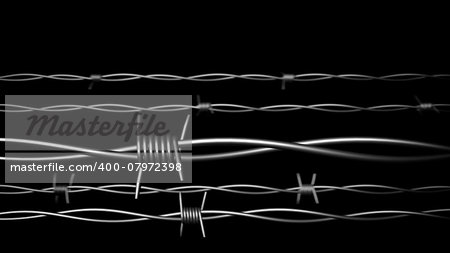 3D render of Fance.Barbed wire. Concept. DOF.